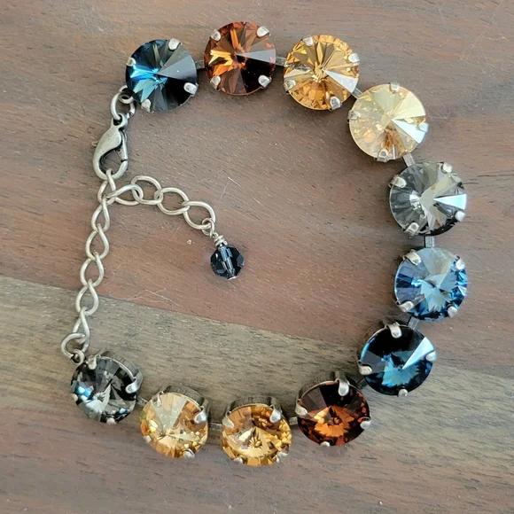 Austrian Crystal Tennis Bracelet in Antique Silver - Picture 8 of 12